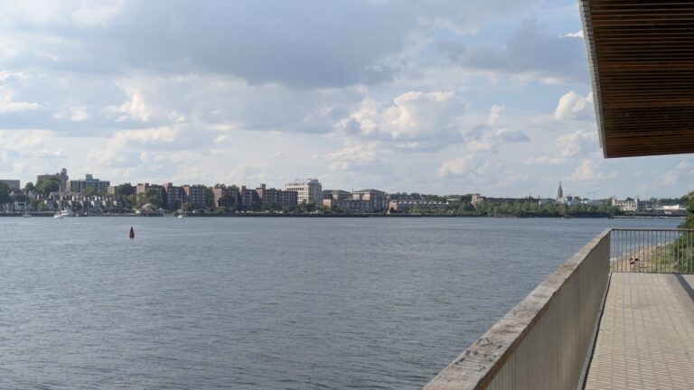 View across Raritan Bay to the far shoreline from the Tottenville boardwalk