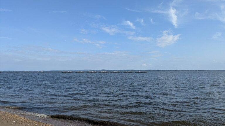 The Living Breakwaters line seen from the beach at Tottenville
