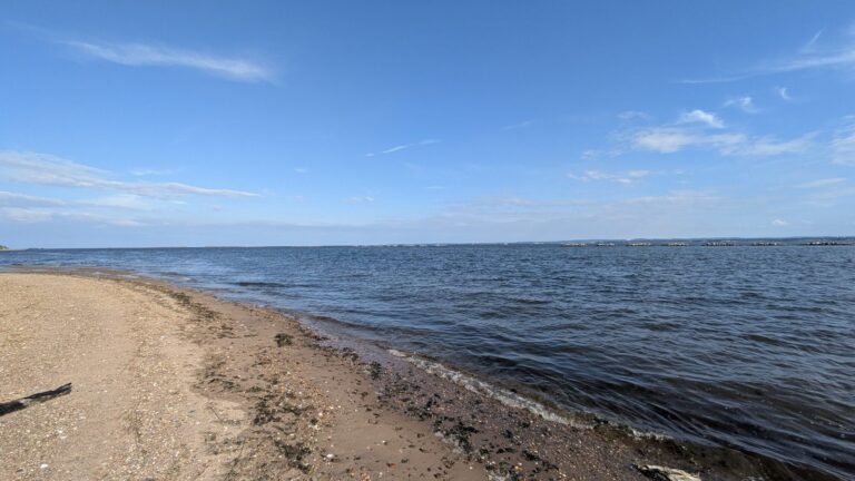Sand and calm water along the Tottenville shore